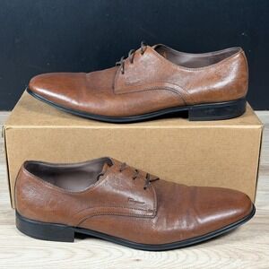 Salvatore Ferragamo Shoes Mens 11.5 E Wide Brown Leather Derby Made in Italy